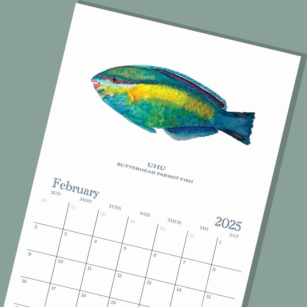 2025 Hawaiian Fish Calendar|12 Vibrant Watercolors||Nature inspired|Coastal Decor|Unique Gift|Hand Painted|Illustrated Art|Marine Life|Ocean